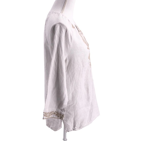 Sympli NYC Womens Size Small Embroidered 100% Linen Bohemian Tunic Pullover - Picture 3 of 8